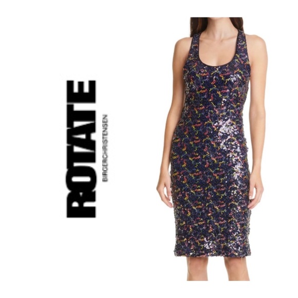 Rotate Birger Christensen Dresses & Skirts - ROTATE Birger Christensen Ella Sequin
Racerback Sheath Dress Size 8
